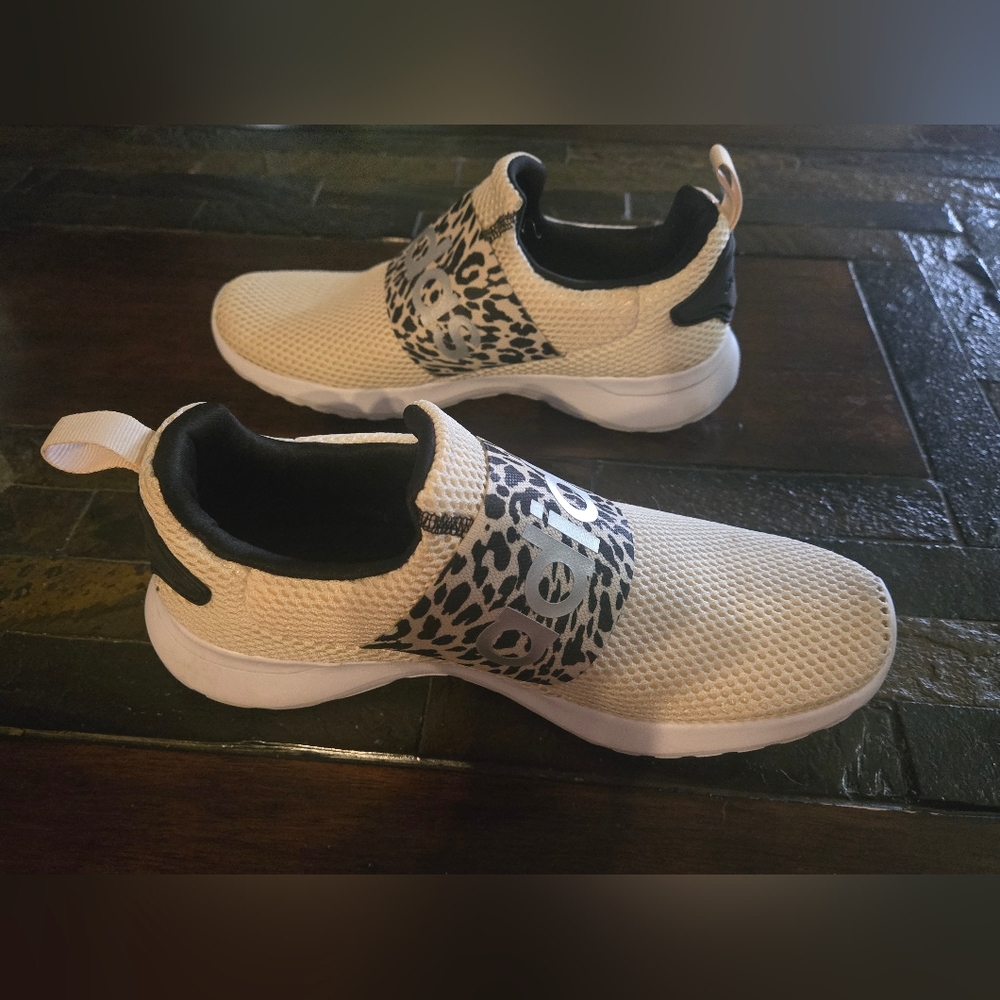 Size 6 Adidas Cloudfoam  Womens Leopard Print Slip-On Sneakers